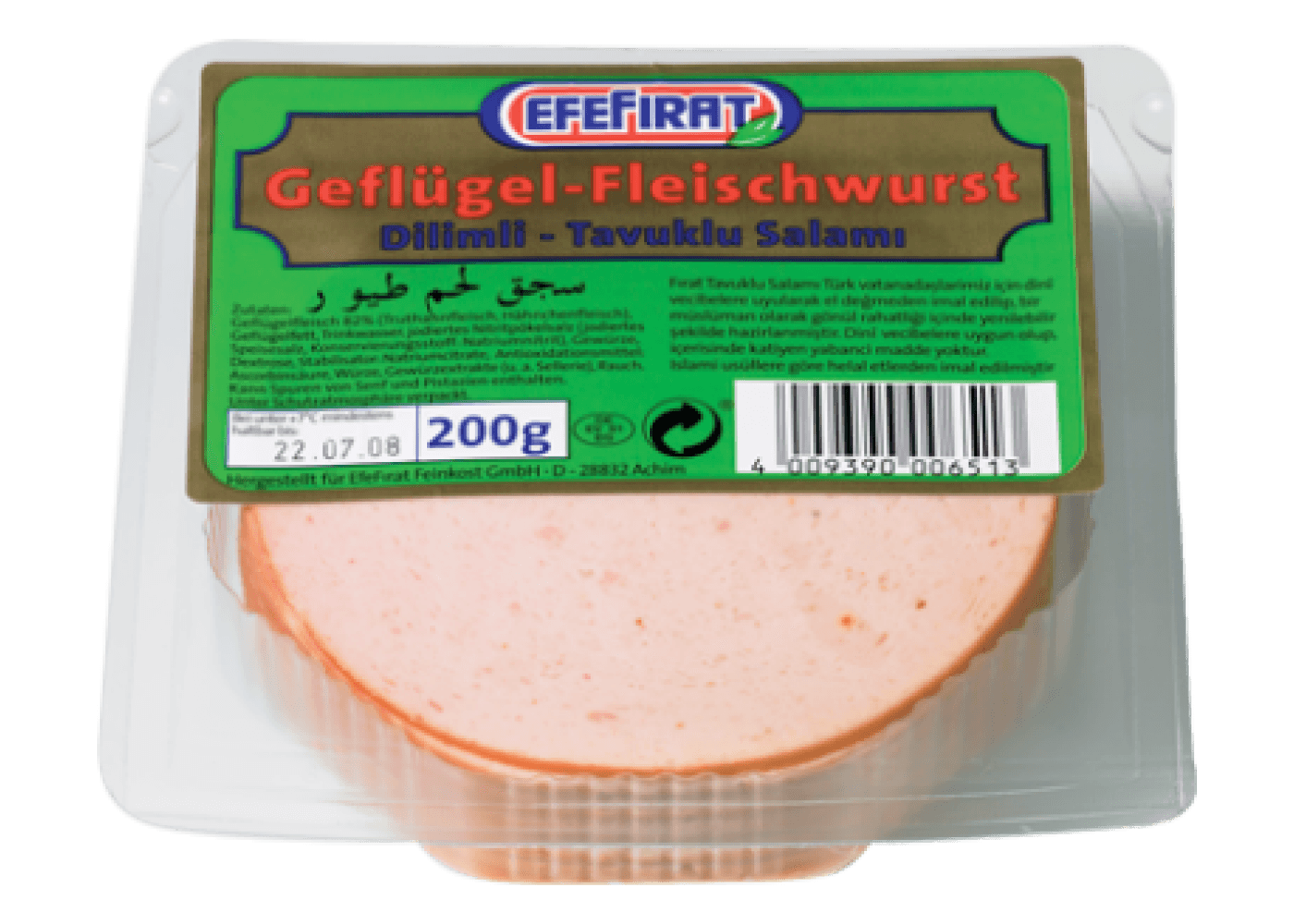 Geflügelfleisch Salami in Scheiben